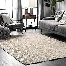 nuLOOM Ashli Solid Farmhouse Jute Area Rug, 8x10, Off-white