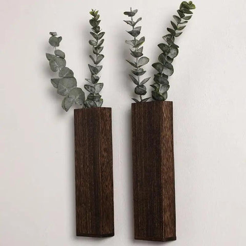 Wooden Wall Mounted Plant Flower Vase Bohemian Decoration Flower Vase For Living Room Bedroom Kitchen Home Workplace