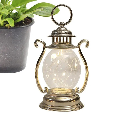 Retro Hanging Lantern Mini Portable Candle Battery Operated Rustic Lantern Antique Outdoor Lamp For Tabletop Courtyard Decor