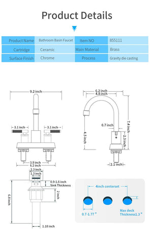 Bathroom Sink Faucet 2 or 3 Hole Matte Black Centerset 4 Inch Bathroom Sink Faucet 2 Handle Plating  Bathroom Faucet