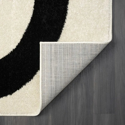 Abani Abstract Beige/Black Area Rug - 9'x12' - Modern Curved Line Design Deco Collection Easy to Clean Durable for High