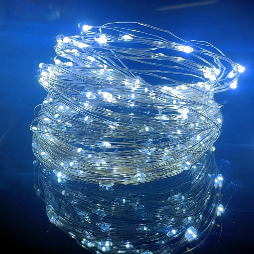 Led silver Wire Fairy Lights USB Powered LED String Lights outdoor waterproof Garland For Christmas Party Wedding DIY Decoration