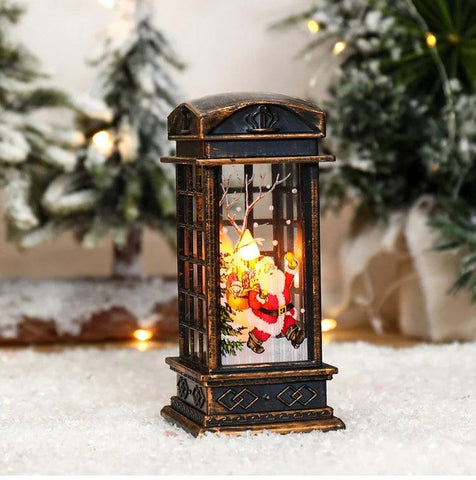 Christmas Telephone Booth Shaped Night Light Xmas Led Lantern Christmas Decoration 2024 for Home Navidad Noel Gift New Year 2025