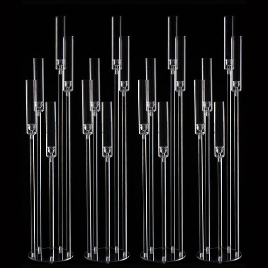 4Sets 5 Arm Floor Candelabra for Wedding 45.7 inches Acrylic Floor Candle Holder for Party Baby Shower Birthday Ceremony