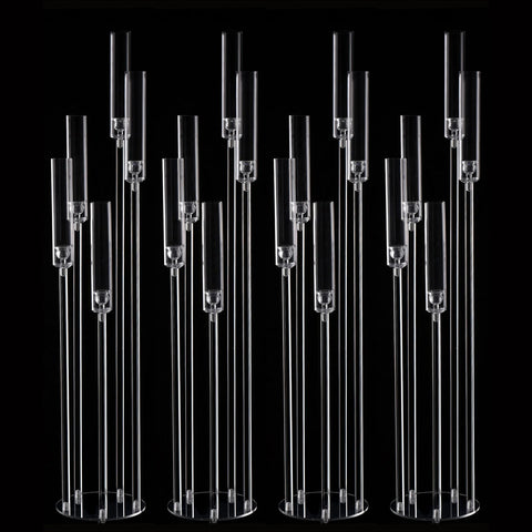 4Sets 5 Arm Floor Candelabra for Wedding 45.7 inches Acrylic Floor Candle Holder for Party Baby Shower Birthday Ceremony