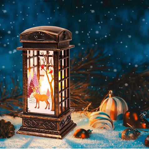 Christmas Telephone Booth Shaped Night Light Xmas Led Lantern Christmas Decoration 2024 for Home Navidad Noel Gift New Year 2025