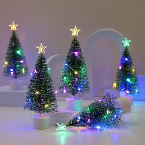 LED Colorful Luminous Christmas Tree DIY Christmas Gift Christmas Tree Night Light Tabletop Crafting Christmas Winter Snow Decor