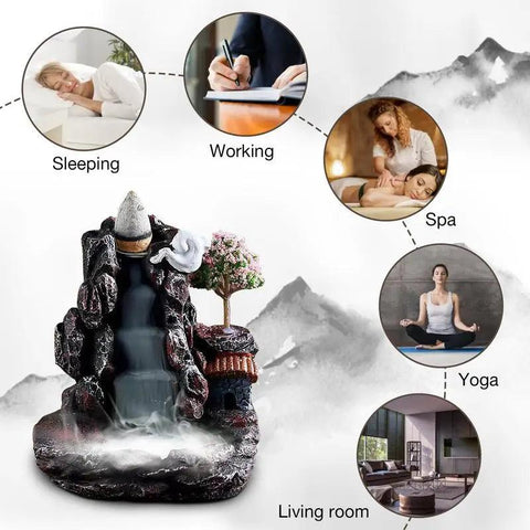 Waterfall Backflow Incense Burner Resin Backflow Incense Burner Candle Innovative Tower Incense Aromatherapy For Home Decoration