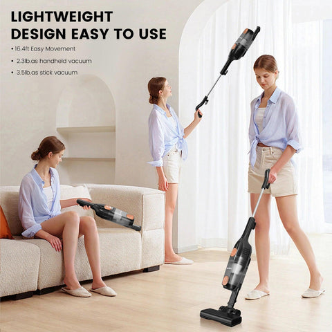 Sejoy Corded Vacuum Cleaners 15Kpa Powerful Suction 600W Motor 2 in 1 Stick Handheld Vaccum Cleaner for Home Pet Hair Carpet