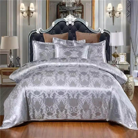 High-end European  Satin Jacquard Duvet Cover Set  King and Queen Size Beds - Elegant Wedding Bedding Set with Single a