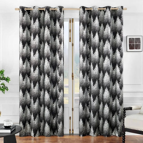 Metallic Tree Blackout Curtains Bedroom Length Living-Room Branch Print Curtain Panels Triple Weave Thermal Insulated Drapes