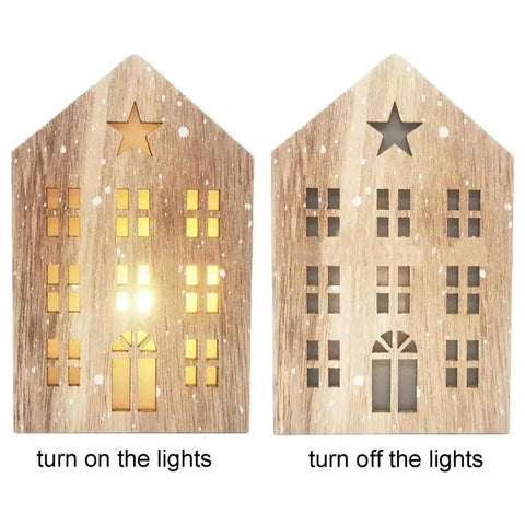 Christmas Wooden House Decor Christmas Led Light Wooden House Decor Christmas Party Supplies Indoor Home Decor Decorative House