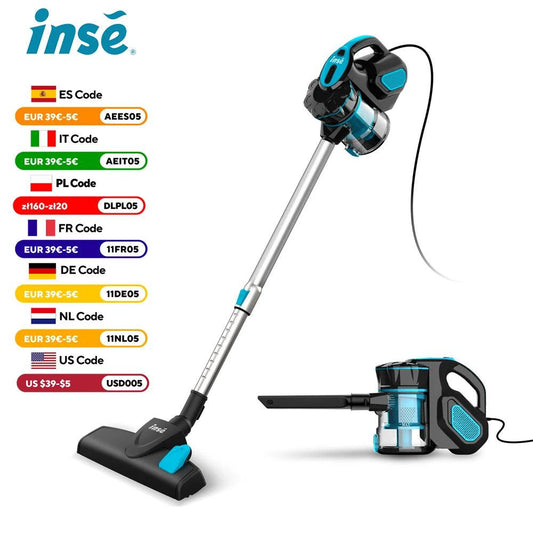 Vacuum Cleaner Corded INSE I5 18Kpa Powerful Suction 600W Motor Stick Handheld Vaccum Cleaner for Home Pet Hair Hard Floor