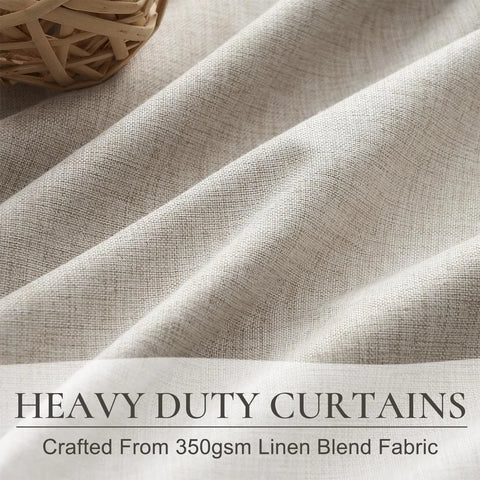 Natural Linen Pinch Pleated Blackout Curtains & Drapes 96 Inch Long Bedroom/Livingroom Farmhouse Curtains 2 Panel Sets