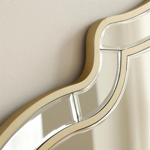 LUVODI Irregular Silver Wall Decor Mirror Golden Rim Entryway Fireplace Hanging Mirror