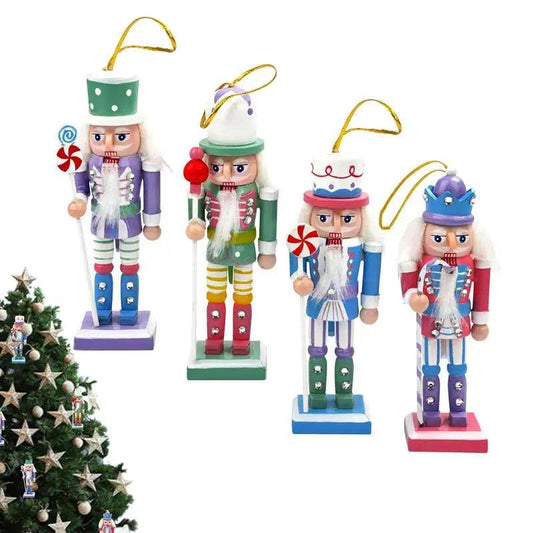 Nutcracker Puppet Ornaments Christmas Decoration Xmas Tree Nutcracker Pendant 2025 New Year Party Supplies 4pcs