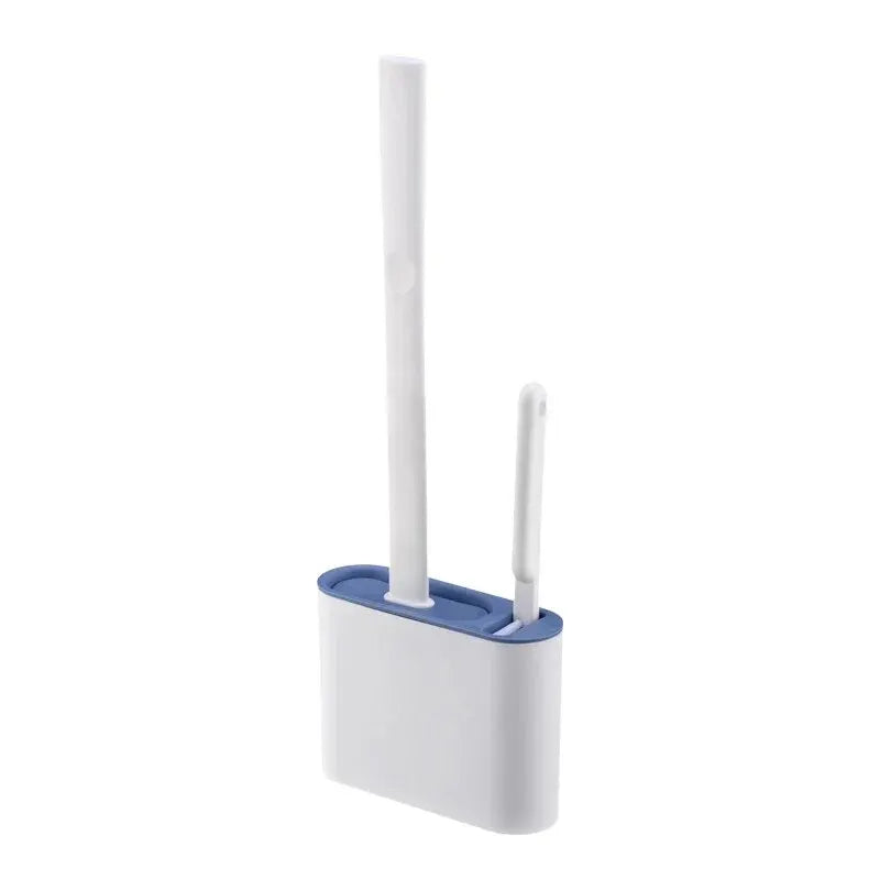 Wall Hanging Toilet Cleaning WC Brush Holder Long Handled Silicone Water Proof Quick Drying Soft Bristles Bathroom Accessories