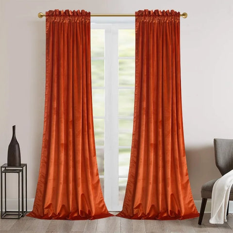 Velvet Curtains 2 Panels Set, Block Light Thermal Insulated Velour Rod Pocket Drapes for Bedroom and Living Room