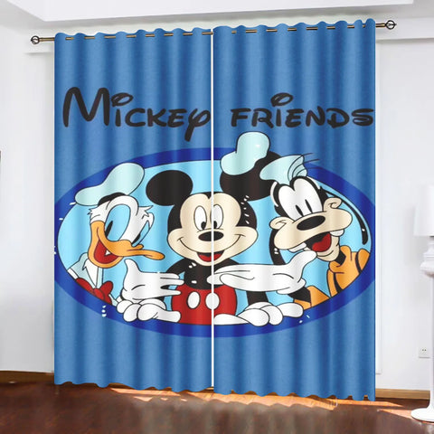 Mickey Printed Curtains For Living Room Living Room Bedroom Blackout Curtains 100% Polyester Dustproof Perforated Cartoon Cute