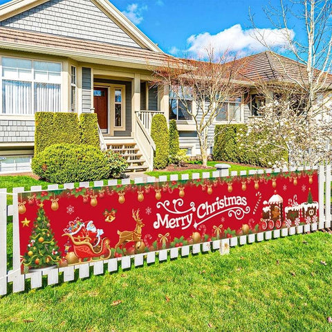 Christmas Outdoor Banner Flag Merry Christmas Decoration for Home 2024 Xmas Ornament Navidad Natal Noel Gift Happy New Year 2025