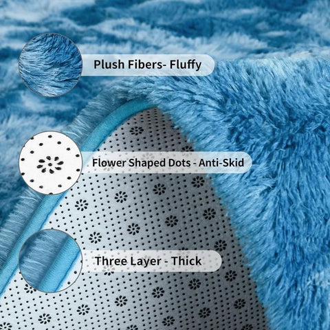 Feet Large Area Rugs, Tie-Dyed Light Grey Shaggy Rug Fluffy Throw Carpets, Ultra Soft Plush Modern Indoor Fuzzy Rugs