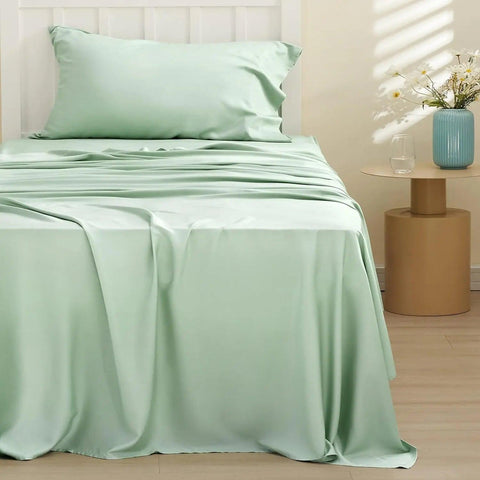 Cooling sheet set, Rayon Derived from Bamboo, Deep Pocket Up to 16", Breathable & Soft, Hotel Luxury Silky Bedding Sheet