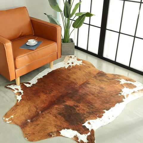 American Style Cowhide Carpet Cow Print Rug for Bedroom Living Room Cute Animal Printed Carpet Faux Cowhide Rugs for Home Decor