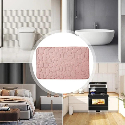 Memory Foam Foot Pad Cobblestone Embossed Bath Mat Non-slip Carpet Absorbent Bathroom Non-slip Accessories 40x60x1.5cm