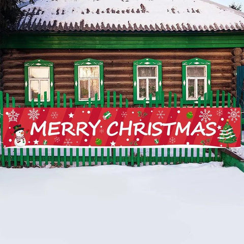 Christmas Outdoor Banner Flag Merry Christmas Decoration for Home 2024 Xmas Ornament Navidad Natal Noel Gift Happy New Year 2025