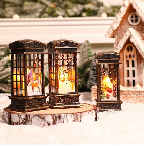 Christmas Telephone Booth Shaped Night Light Xmas Led Lantern Christmas Decoration 2024 for Home Navidad Noel Gift New Year 2025