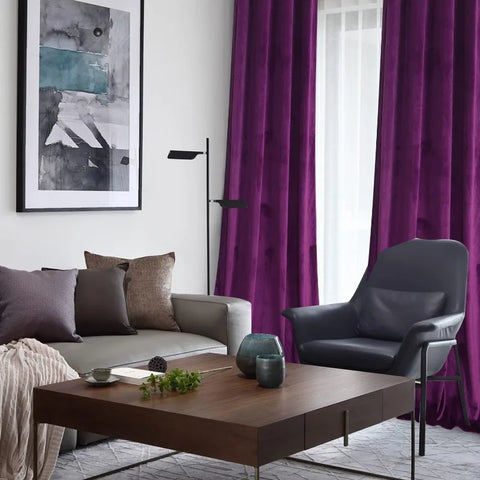 Velvet Curtains 2 Panels Set, Block Light Thermal Insulated Velour Rod Pocket Drapes for Bedroom and Living Room