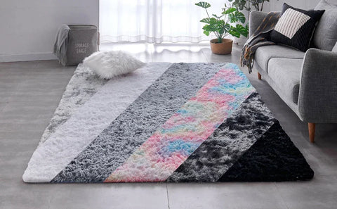 Furniture suppliesTABAYON 8 x 10 Feet Shag Area Rugs, Ultra Soft Indoor Modern Nursery Rug, Tie-Dyed Dark Grey Plush Shaggy Thro