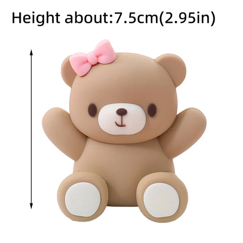 New 3D Bear Cake Topper Baby Shower Bear Decoration Boy Girl Happy 1st Birthday Party Cake Decor Gender Reveals Party Supplies