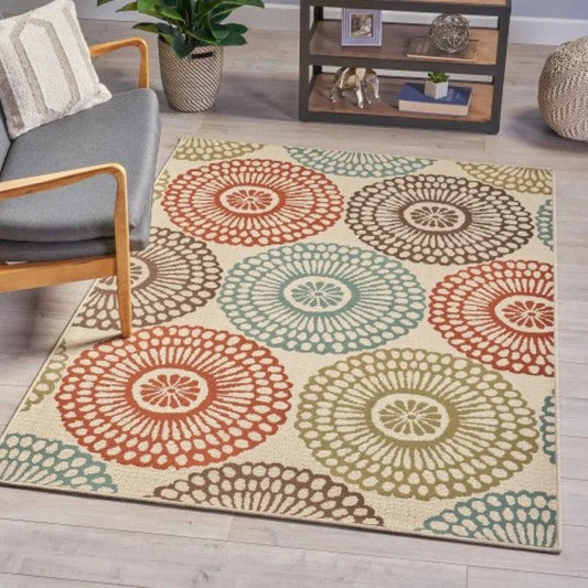 Waterproof Rug for Patio Decor Foldable Area Rugs Indoor/Outdoor Mat for Camper, Outside Carpet for Rv, Deck, Porch, 5'3''X7'6''