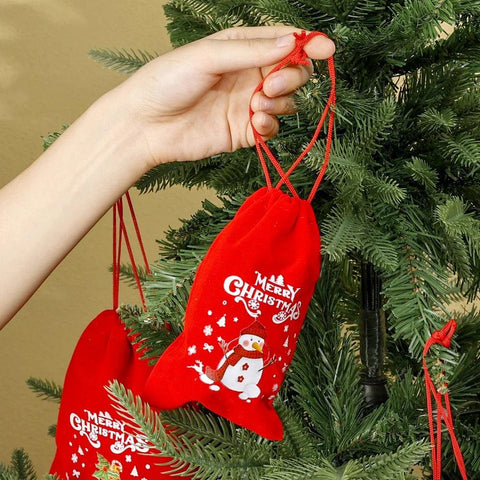 10/1pcs Merry Christmas Velvet Bags Candy Snack Drawstring Pouch Wrapping Bag Xmas Gifts Bracelet Jewelry Packaging Storage Bags