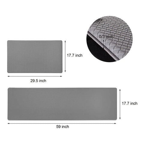 2Pcs Anti-Fatigue Comfort Kitchen Rug Waterproof Non-Slip Mat Set Gray