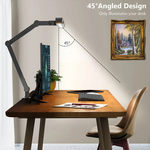 Led Desk Lamp with Clamp, Architect Desk Lamp for Home Office with Atmosphere Lighting, 24W Ultra Bright Auto Dimming Desk Light