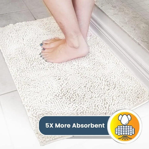 Highly absorbent ultra-fine fiber door mat and pet carpet, non slip, thick and washable, soft chenille, white 59 "X24"