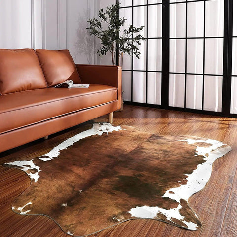 American Style Cowhide Carpet Cow Print Rug for Bedroom Living Room Cute Animal Printed Carpet Faux Cowhide Rugs for Home Decor