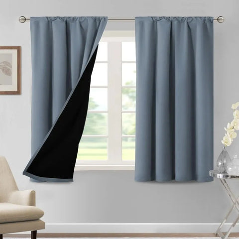 100% Blackout Curtains for Bedroom Thermal Insulated Blackout Curtains 84 Inches Long Rod Pocket Window Drapes