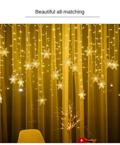 3.2M Christmas Snowflakes LED String Lights Flashing Fairy Curtain Lights Waterproof For Holiday Party Wedding Xmas Decoration