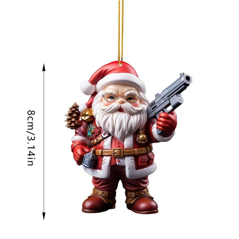 Acrylic Cool Santa Double Print Christmas Pendant Decoration Gift 2d Hanging New Year Decoration