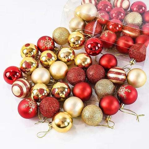 50Pcs/box 4cm Christmas Balls Ornament Xmas Tree Hanging Bauble Pendant 2024 Christmas Decoration for Home 2025 New Year Gifts