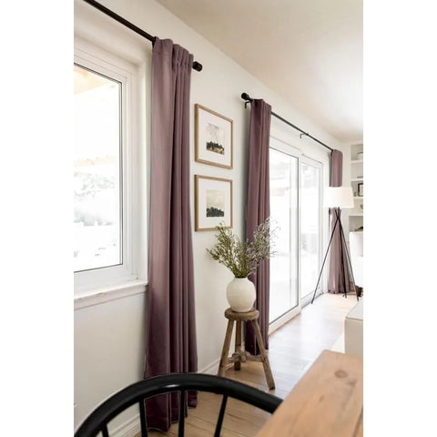 100% Blackout Shield Linen Blackout Curtains for Bedroom 96 Inches Long,Back Tab/Rod Pocket Living Room Drapes,