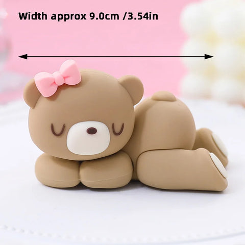 New 3D Bear Cake Topper Baby Shower Bear Decoration Boy Girl Happy 1st Birthday Party Cake Decor Gender Reveals Party Supplies