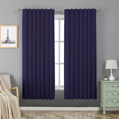 Blackout Linen Curtains Long 100% Blackout Drapes 95 inch Length 2 Panels Set