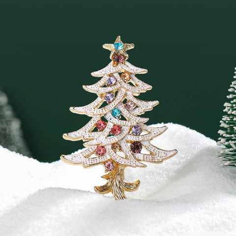 Christmas Rhinestones Star Tree Brooches for Women Unisex Classic Corsage Pins Office Party Friend Gifts Jewelry Accessories