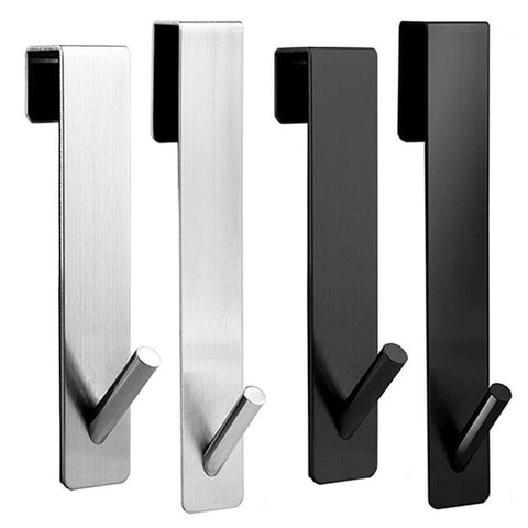 Stainless Steel Towel Rack Glass Door Back Hook for Bathroom Metal Bedroom Clothes Hook Free Punching Multi-purpose Hanger