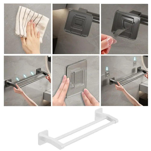 Black space aluminum Bathroom Double Towel Shelf Rack Holder Bath Towel Hanger Bar Towel Rail Bathroom Accessories