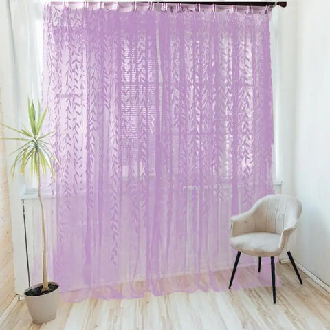 Pastoral Green Willow Sheer Curtains Window Yarn for Living Room Tulle Fabrics Kitchen Gauze Simple Curtain Panel Home Textiles